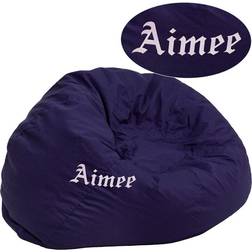 Flash Furniture DG-BEAN-LARGE-SOLID-BL-TXTEMB-GG Personalized Oversized Solid Navy Blue Bean Bag