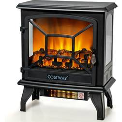 Costway 20'' Freestanding Electric Fireplace Heater Stove Thermostat Black