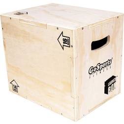 GoSports Fitness Launch Box Wood Plyo Jump Box Adjustable Height Tan