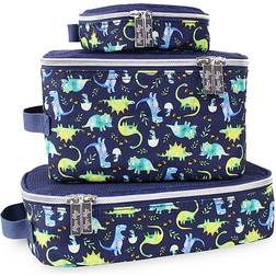Itzy Ritzy 3-Piece Raining Dinos Pack Like A Boss Packing Cubes Set In Blue Blue Multi Blue Multi Set Of 3