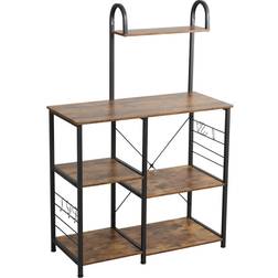 SOMDOT Baker's Rack 35.4 in. Rustic Brown 3-Tier and 4-Tier Microwave Stand