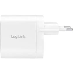 LogiLink USB-Steckdosenadapter, 2x USB-C Port PD GaN-Technologie, 40 W, USB Ladegerät