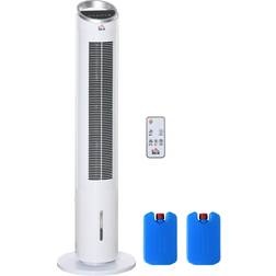 Homcom 40" Portable Oscillating Air Cooler Fan, 3-In-1 Standing Fan Cooler with Humidifier, 3 Modes, 8H Timer, Remote, LED Display, White