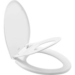 Mayfair Little2Big Elongated Plastic Toilet Seat in White with STA-TITE Seat Fastening System and Whisper•Close Hinge