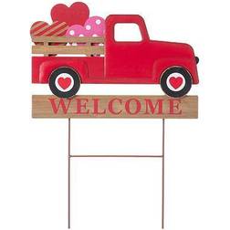 GlitzHome Truck Holiday Yard Art, One Size Red Red One Size