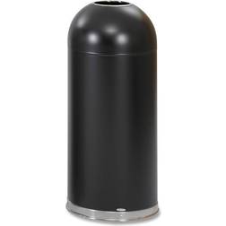SAFCO 9639BL Open-Top Dome Receptacle Round Steel 15gal Black