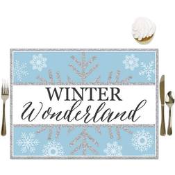 Big Winter Wonderland Party Table Decorations Snowflake Holiday Party and Winter Wedding Placemats Set of 16