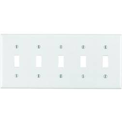 Leviton White 5-Gang Toggle Wall Plate 1-Pack
