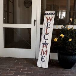 Alpine Corporation 48" MDF Wooden American Porch Welcome Sign Red/White/Blue