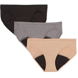 Hanes Ultimate Comfort Moderate Leak Period Bikini Panties 3-pack - Pecan/Grey/Black