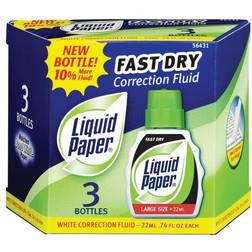 Paper Mate Liquid Fast Dry Correction Fluid White 3 Pack Quantity