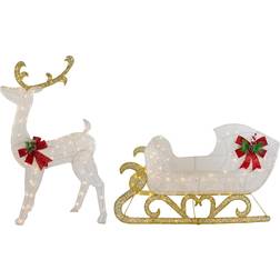 Northlight 48'' Lighted Glitter Reindeer Sleigh Christmas Lamp
