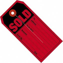 Office Depot Brand Retail Tags, "SOLD", 4 2 Recycled, Black/Red, Case Of 500
