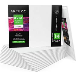 Arteza Canvas Panels White 8 x10 Blank Canvas Boards for Painting 14 Pack