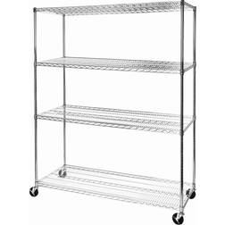 Seville Classics UltraDurable Commercial-Grade 5-Tier NSF-Certified Steel Wire Shelving with Wheels 60 x 24 Silver