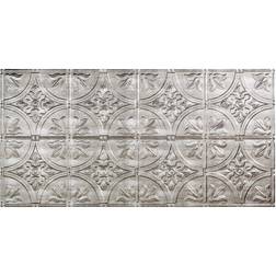 Fasade Traditional Style/Pattern 2 Decorative Vinyl 2ft x 4ft Glue Up Ceiling Panel in Crosshatch Silver 5 Pack