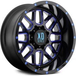 XD SERIES BY KMC WHEELS Xd820 Grenade Satin Black Milled with Blue Clear Coat Wheel