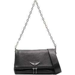Zadig & Voltaire Womens Noir Silver Rocky Swing Your Wings Leather Clutch bag 1 Size