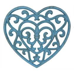 Stonebriar Collection Country Rustic Heat Denim Blue Heart Shaped Trivet