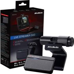 Avermedia Live Streamer Duo Webcam Gaming Capture Card Bundle, Plug and Play, Aufnahmen in 1080p30, Podcasting, Livestreaming eingebaute Mikrofone BO311D