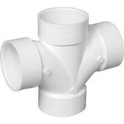 Charlotte Pipe 2 in. DWV PVC Double Sanitary Tee Fitting, White