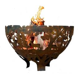 Esschert Design 24" Bronze and Black Wildlife Themed Fire Bowl