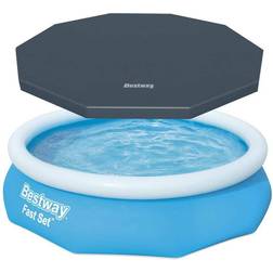 Bestway 10 ft dia. Round 30 in. Deep Fast Set Inflatable Above Ground Pool Package, Blue