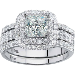 PalmBeach Double Halo Bridal Ring - Silver/Transparent