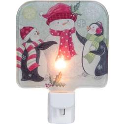 Northlight 4" Snowman and Penguins Glass Christmas Night Light