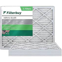 Filterbuy 16x20x1 MERV 8 Pleated HVAC AC Furnace Air Filters 5-Pack