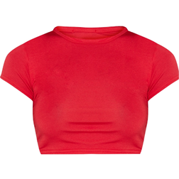 PrettyLittleThing Basic Short Sleeve Crop T-shirt - Red