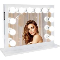 Impressions Vanity Mirror Hollywood Starlight Plus with 12 LED Lights Makeup Mirror with 5X Magnetic Glass and Wireless Bluetooth Speakers
