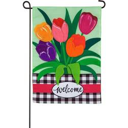 Evergreen 1 Welcome Spring Tulips Garden Applique Flag
