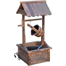 OutSunny JOMEED Farmhouse Rustic Wooden Wishing Well Water Fountain 25.56