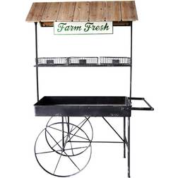 Alpine Corporation 75" Farm Fresh Indoor/Outdoor Wood Garden Cart Black/Brown