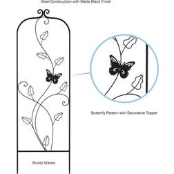 Pure Garden Leafy Vine & Butterfly Steel Arched Trellis