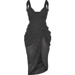 PrettyLittleThing Hot Underwire Detail Draped Midi Dress - Black