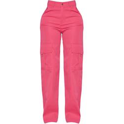 PrettyLittleThing Shape Buckle Detail Cargo Wide Leg Trousers - Hot Pink