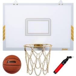Franklin Sports Mini Basketball Hoop Premium Gold Chrome Wall Mounted Backboard Mini Hoop w/ Rim Net Mini Ball Included in White/Yellow White/Yellow