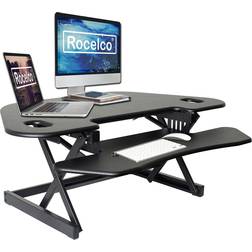 Rocelco 46" Height Adjustable Corner Standing Desk Converter, Quick Sit