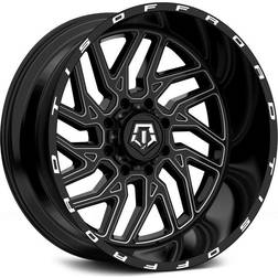 TIS 544BM BLACK Wheel with Gloss CNC Milled Accents 0 12. inches /5 127 -44 Offset