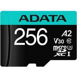 Adata Premier Pro Inkl. microSDHC, 256 GB, U3, UHS-I Speicherkarte, Blau, Schwarz