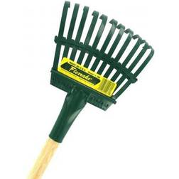 3-w flex steel head shrub rake wood handle