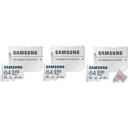 Samsung 3x 64GB EVO Plus UHS-I microSDXC Memory Card with SD Adapter