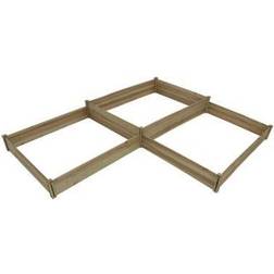 LuxenHome Natural Wood Three Section L-Shaped Raised Garden Bed, WHPL1261