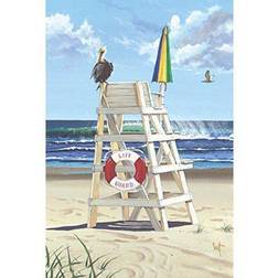 Toland Home Garden Pelican Post Summer Beach Bird Life Guard Ocean Wave House Flag