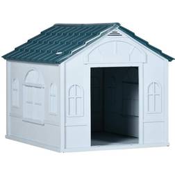 Pawhut Water-Resistant Plastic Dog House Outdoor with Door Opening, Puppy Kennel