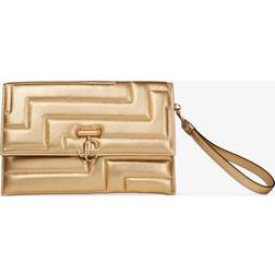 Jimmy Choo Gold/light Gold Avenue JC Quilted Metallic-leather Envelope Pouch bag 1SIZE