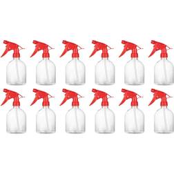 Juvale 12x Plastic Spray Bottles, 16oz Containers Trigger Sprayers Red Clear
