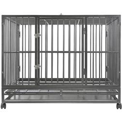 SmithBuilt 42' Large Heavy-Duty Dog Crate Cage Two-Door Animal Kennel